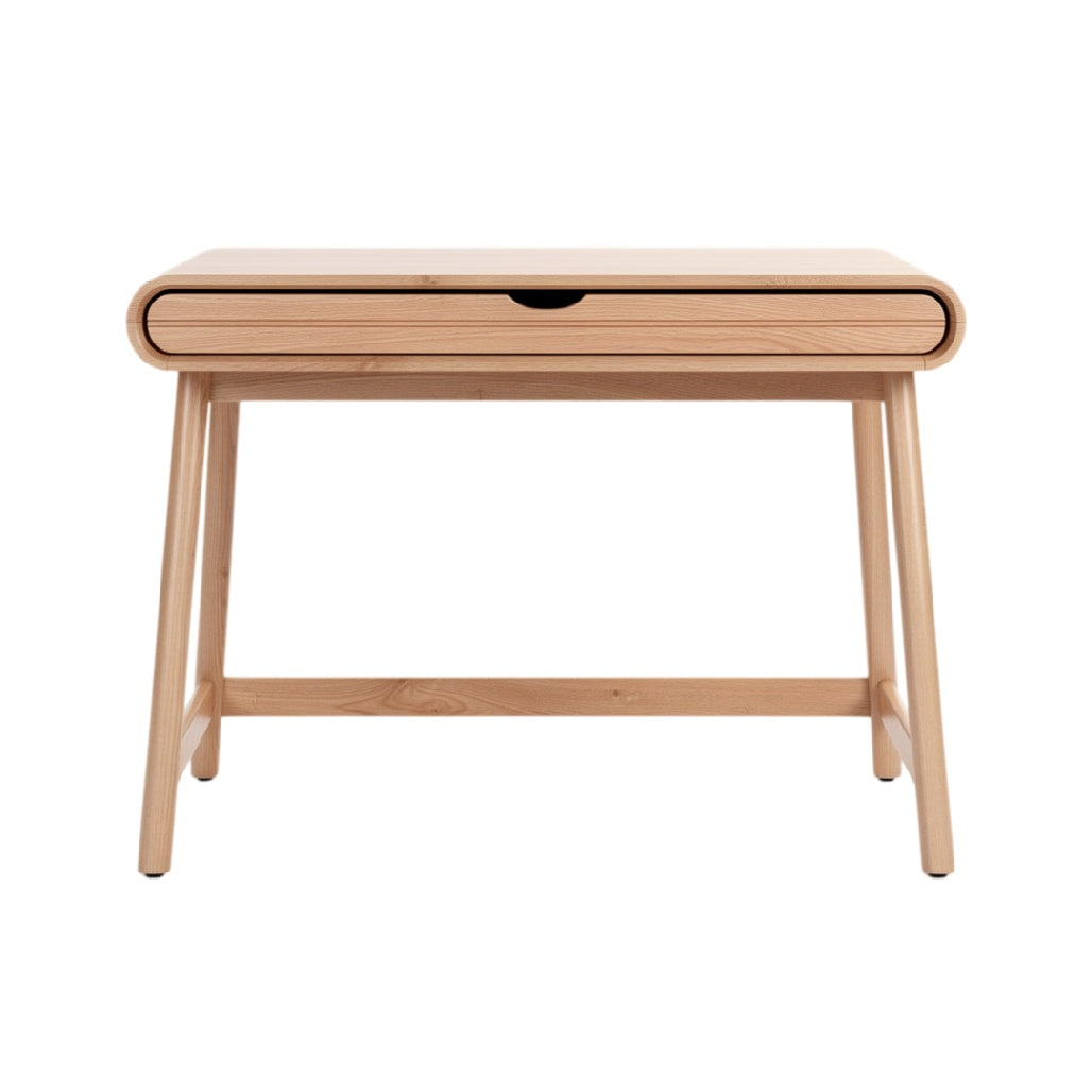 **Table de bureau en bois de hêtre avec tiroir, design moderne**