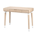 **Bureau en bois clair avec tiroir et pieds blancs**