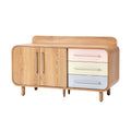 **Meuble de rangement en bois avec tiroirs colorés**