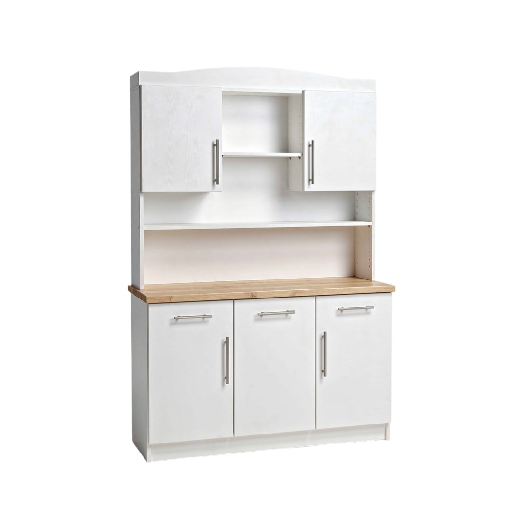 **Titre technique : Armoire de rangement en bois blanc avec étagères et portes**