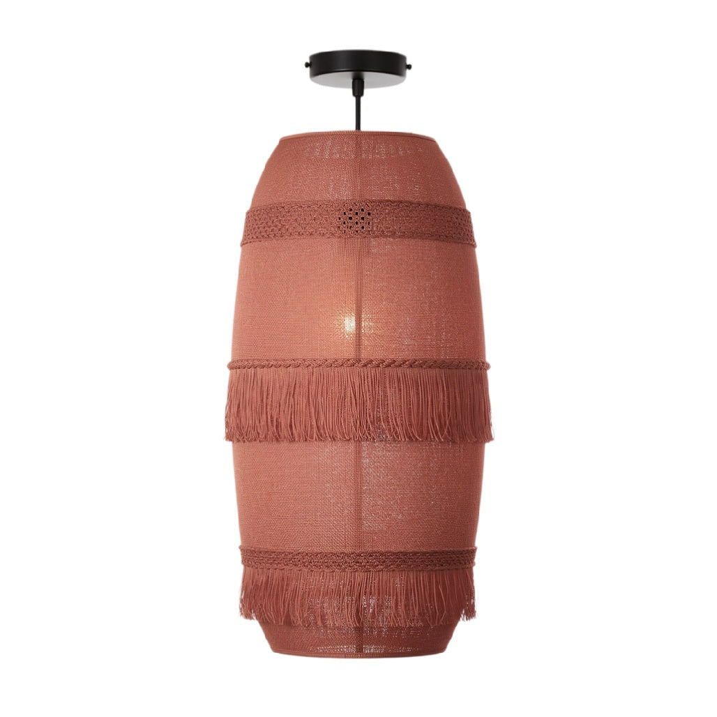 **Suspension en rotin avec franges, couleur terracotta**