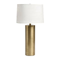 **Lampe de table en métal doré avec abat-jour en tissu blanc**